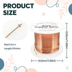 Hobbyworker 22 Gauge Bare Copper Wire 193FT/0.6mm Beading Craft Wire for Jewelry Making - size: 22 Gauge
