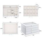 Jewelry Box with Glass Lid, Jewelry Organizer Box 3-Layer with 2 Drawers, Jewelry Boxes for Women Storage Earring Necklace Watch Bracelet and Rings - White - color: White 3-Layer