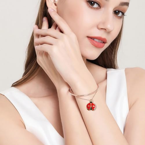 50 Pcs Ladybug Charms, Alloy Insect Pendants, Handcrafted Ladybug Charms, Animal Themed Jewelry for Bracelets, Necklaces, Earrings Making - color: Red