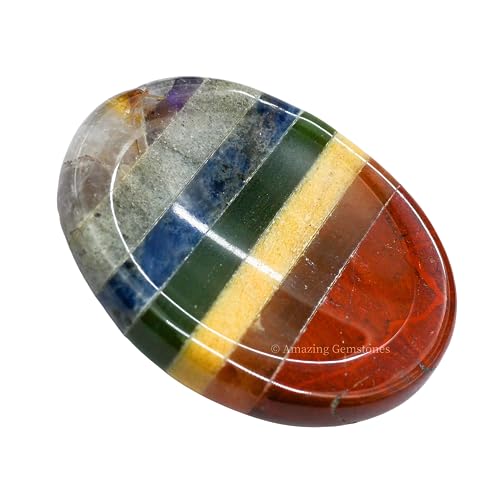 Amazing Gemstone 7 Chakra Worry Stone Meditation Crystals and Healing Stones - color: 7 Chakra