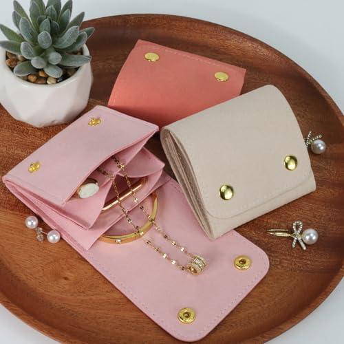 3pcs Small Jewelry Bags Butto Pouches Organizer Cases Gift Bags for Jewelry, 3"x3", Pink - color: Pink