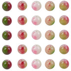 1 Box 120PCS 8MM Natural Watermelon Tourmaline Gemstone Bead with Hole Crystal Round Shape Pink Spacer Loose Stone Persian Jade Beads for Jewelry Making Bracelet Necklace DIY Craft Supply - size: 8mm 120pcs
