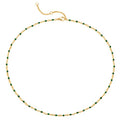 MTMY Beaded Necklaces for Women 14K Gold Plated Dainty Colorful Green/Rose Beaded Pearl Choker Necklace Delicate Boho Choker Necklace Jewelry Gift - style: Crystal-green