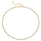 MTMY Beaded Necklaces for Women 14K Gold Plated Dainty Colorful Green/Rose Beaded Pearl Choker Necklace Delicate Boho Choker Necklace Jewelry Gift - style: Crystal-green