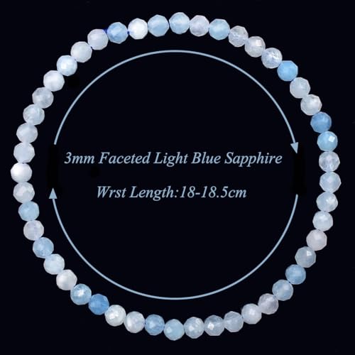 MASSIVE BEADS Natural Genuine Gemstone Beads Healing Crystal Chakra Reiki Jewelry Faceted Round Beads Bracelets 3mm - color: Light Blue Sapphire