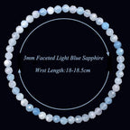 MASSIVE BEADS Natural Genuine Gemstone Beads Healing Crystal Chakra Reiki Jewelry Faceted Round Beads Bracelets 3mm - color: Light Blue Sapphire