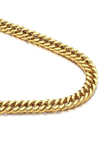 Bandmax Cuban Link Necklace for Men, Stainless Steel Chain, 5/7/10/13.5mm - color: g. 10mm Gold, size: 24 inch