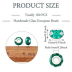 100pcs 14mm Large Hole Glass Beads Dark Cyan European Beads Lampwork Loose Spacer Beads for Christmas DIY Craft Snake Chains Charms Bracelet Necklace Earring Making Hole: 5mm - color: Dark Cyan