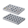 Stackable Jewelry Organizer Tray For Drawers,White Leather Small Earring Storage Tray,Bracelet And Necklace Display Box,Jewelry Ring Display Case (Gray 24 Grids) - style: Gray 24 Grids