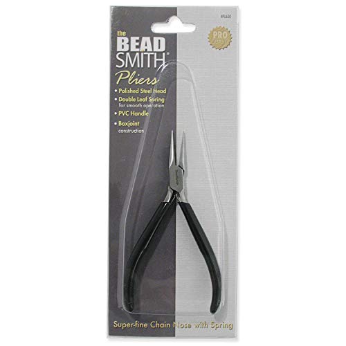 The Beadsmith Chain Nose Pliers – Extra Fine Tips – 4.5 inches (114mm) – PVC Grip Handle with Double Leaf Springs – Jewelry Making Tool for Creating Bracelets, Earrings and Necklaces - style: Chain Nose