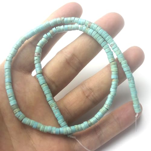 160pcs 4x2mm Natural Turquoise Heishi Disc Rondelle Spacer Stone Semi Precious Gemstone Loose Beads for Jewelry Making 15 Inch - color: Turquoise, size: 4x2mm