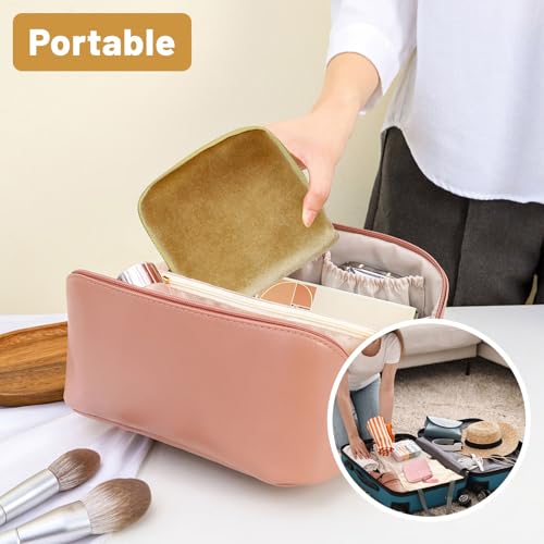 2 Pcs Travel Jewelry Bags Velvet Jewelry Storage Zipper Bags Rectangle Jewelry Organizer Bag with Tassel for Women Travelling, Grass Green - color: Grass Green