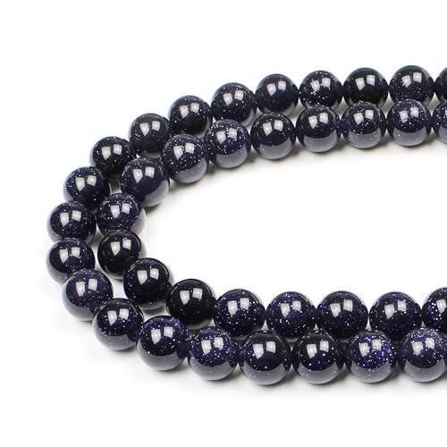 MJDCB Natural Stone Beads Blue Sand Stone Round Loose Beads for Jewelry Making DIY Bracelet Necklace (6mm) - color: Blue Sand Stone, size: 6mm