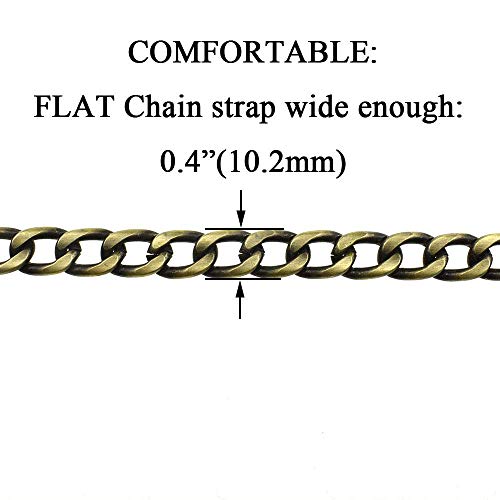 HAHIYO Purse Chain Strap 23.6 inches Bronze Shoulder Cross Body Sling Purse Handbag Clutch Replacement Comfortable Flat 0.4' Wide Enough 2.4mm Extra Thick Metal 1 Pack - size: Bronze 23.6 inches