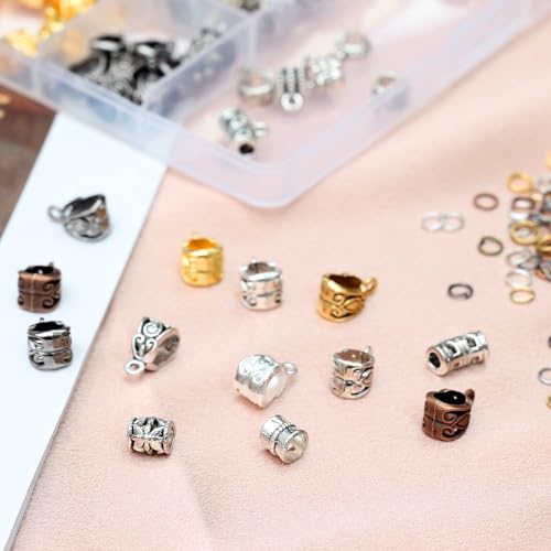 stino Metal Charms for Jewelry Making 100gram, Bulk Tibetan Silver & Gold Plated Trinkets for Earring Necklace Jewelry Making and Findings - color: Bails Mixed Color