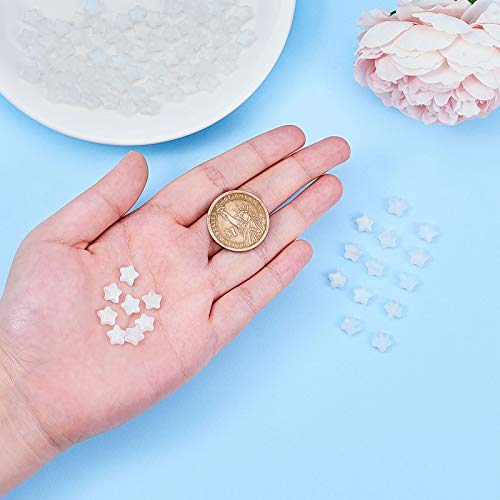 UR URLIFEHALL 100 Pcs Spray Painted Glass Star Beads AB Color Plated Frosted Glass Beads for Earring Bracelet Necklace DIY Craft Making - color: 100pcs-8x8.5x4mm-frosted white smoke glass star