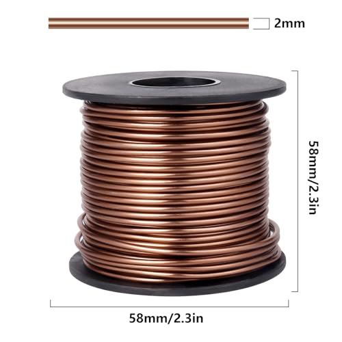 Aluminum Craft Wire, 95 Feet 2.0mm/ 14 Gauge Brown Bendable Soft Metal Aluminum Wire Roll Bulk for DIY Crafts Sculpting Jewelry Making - color: Brown, size: 14 Gauge