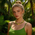 Elisheva Natural Stone Choker Necklace for Women, Boho Natural Emperor Jasper Stone Lace Agate Beaded Crystal Necklace, Gemstone Jewelry Gift for Her - style: Green/Choker