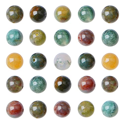 AD Beads 8mm Natural Round Loose Beads 110 Pieces, for Making 108 Mala Prayer Beads Necklace, Bracelet & Yoga Meditation, Jewelry Design (Indian Agate) - color: Indian Agate