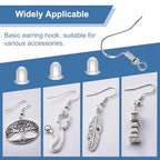 925 Sterling Silver Earring Hooks, 600PCS Earring Making kit 200PCS/100Pairs Hypoallergenic Ear Wires with 200PCS Silver Open Jump Rings and 200PCS Rubber Backs Earring Backs for Jewelry Making - size: 600pcs-Silver