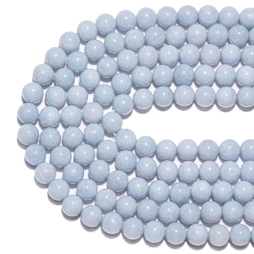 10mm Natural Aquamarine Gemstone Beads Polished Round Smooth Stone Beads for Bracelets Jewelry Making 15inch Loose Beads - color: Aquamarine, size: 10mm