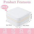 6Pcs PU Leather Small Travel Jewelry Case Organizer Storage, Bridesmaid Gifts Jewelry Box with Mirror for Women Girls