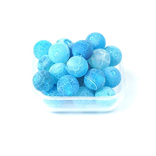 100Pcs Natural Stone 6mm Blue Frosted Spider Net Agate Round Loose Gemstone Energy Healing Beads Hole Size 1mm DIY Smooth Beads for Bracelet Necklace Jewelry Making - color: Frosted Spider Net Agate, size: 6mm