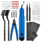 Deburring Tool 3D Printing, 3D Printer Deburring Tool with 4 Blades for Metal, Plastic, Resin/PLA – Includes Flush Cutter, Sanding Sponge, Sand Paper, Tweezers, Cleaning Brushes & Diamond Files