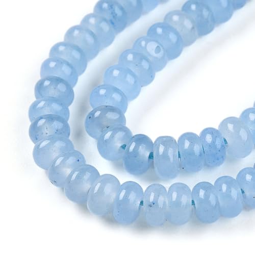 1 Strand Natural White Jade Rondelle Beads Strands Dyed Gemstone Beads Spacers for Jewelry Making Bracelets Necklace DIY Crafts 4.5x2.5~3mm 14.5" About 142~148pcs/strand Light Sky Blue - color: Light Sky Blue