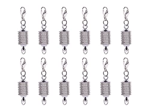 KONMAY 10 Sets Rhodium Screw-in Magnetic Necklace Clasps, Safety Magnetic Converter Clasps for Jewelry Making - color: Rhodium with Screw Patterns