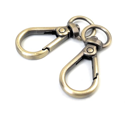 10 Pcs Heavy Duty Swivel Lobster Claw Clasps 3/8 Inch Push Gate Snap Hooks Trigger Clips for Handbag Purse Keychain - color: Brass