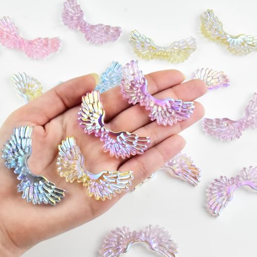 20Pcs Acrylic Wings Focal Beads for Pens Colorful Wings Fancy Space Beads for DIY Craft Beadable Pens Keychain Bracelet Necklace Earrings Jewelry Making - color: Wings