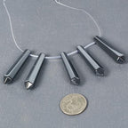 50mm Natural Hematite Hexagonal Wand Jewelry Making Crystal Pointed Chakra Reiki Healing Beads 2mm Hole Drilled(Pack of 5) - color: Hematite
