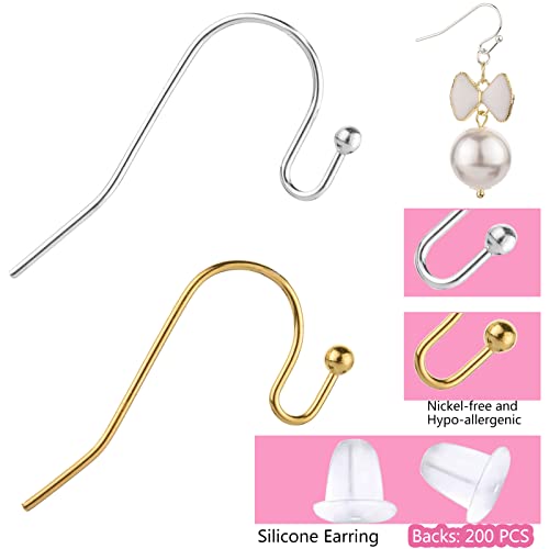 Earring Hooks, 600pcs Hypoallergenic Earrings Making kit(Silver and Gold) Earrings Finding Component Accessories,Earring Backs,Jump Rings for Jewelry Making DIY Craft