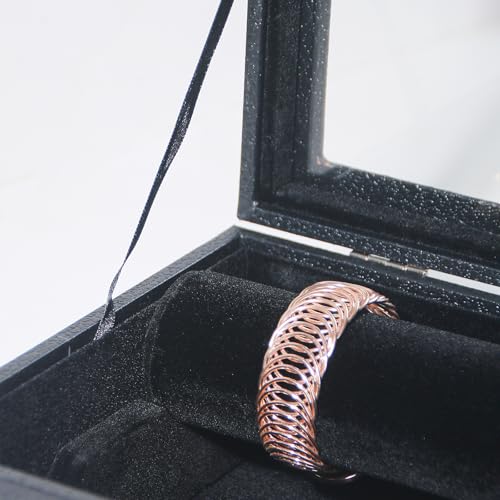 Bracelet Display Holder with Rods for Bangles Watches, Jewelry Organizer Box Storage Case with Clear Lid (Black) - color: Black