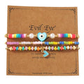 Evil Eye Heart Charm Stackable String Rope Colorful Beaded Bracelets Set For Women, Boho Handmade Adjustable Protection Lucky Gold Jewelry, Daily Party Friendship Gift - color: Pink