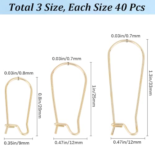 1 Box 120Pcs Kidney Wire Earring Hooks Kidney Teardrop Ear Wire Gold Dangle U Shaped Long Hoop Ear Wires with 33mm Stainless Steel Kidney Earring Hooks for Jewelry Making Supplies DIY Craft - color: Gold