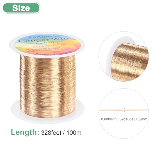 M METERXITY 0.2mm Jewelry Wire, 32 Gauge 328FT Craft Wire Copper Beading Wire for Jewelry Making/Planting/Weaving/DIY Crafting, Soft Metal Wires [100M, Champagne Gold] - color: Champagne Gold, size: 0.2mm 32 Gauge