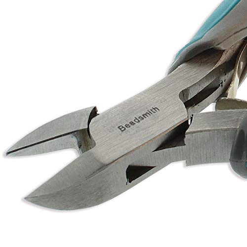 The Beadsmith Simply Modern Side Cutter, 4.5 inches (114mm) with polished steel head, PVC grip handles and double-leaf springs, tool for jewelry making - size: Side Cutter