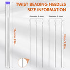 UOOU Beading Needles, 6 Pcs Beading Needle for Seed Beads, 2 Sizes Twisted Wire Bead Needles for Jewelry Making, Beaded Bracelets, Necklaces, DIY Handmade - style: 0.4/0.5 x 130 mm