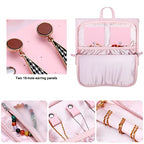 MOSISO Hanging Travel Jewelry Organizer Case, Foldable Portable Jewelry Organizer Bag with Hook & Handle for Necklace, Earrings, Rings, Bracelets and Daily Jewelries Carrying, Pink