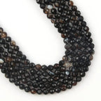 120pcs 3mm Natural Black Striped Agate Gemstone Beads Faceted Round Loose Stone Beads for Jewelry Making (1 Strand) - color: Black Striped Agate, size: 2.8-3.3mm