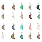 QSLLER 20PCS Moon-shaped Pendant Natural Stone Crystal Opal Turquoise 12x28mm Charms for Women Jewelry Making DIY Necklace Earrings