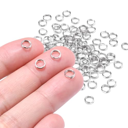 CooBigo 100 PCS 6mm Mini Split Ring for Jewelry Making, Double Loops Round Split Jump Rings Necklaces Bracelets Earrings Metal Tiny Keychains Key Rings for Pet Collar Tag DIY Craft Accessories - color: 5.8mm Outter Dia.; 4.6mm Inside Dia. Silver