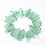 FASHEWELRY 1 Strand Natural Quartz Crystal Points Loose Beads Pale Green Flat Heishi Gemstone Loose Beads for DIY Jewelry Making - color: Pale Green