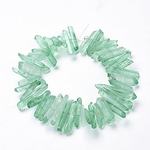 FASHEWELRY 1 Strand Natural Quartz Crystal Points Loose Beads Pale Green Flat Heishi Gemstone Loose Beads for DIY Jewelry Making - color: Pale Green