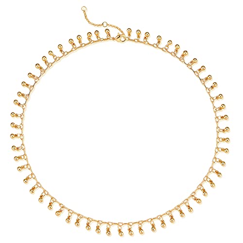 MTMY Beaded Necklaces for Women 14K Gold Plated Dainty Colorful Green/Rose Beaded Pearl Choker Necklace Delicate Boho Choker Necklace Jewelry Gift - style: Little bell beads