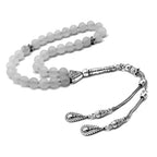 Natural Stone Worry Beads (8mm -33 Pieces) - Prayer Beads (Natural White Jade) - color: Natural White Jade Frosted Beads
