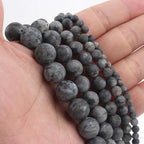 36pcs Natural Matte Black Larvikite Gemstone Beads，10mm Frosted Round Loose Stone Beads for Jewelry Making DIY Earring Bracelet Necklace Crafts - color: Black Larvikite, size: 10mm