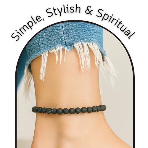 Amazing Gemstone Crystal Anklet Ankle Bracelets for Women - Waterproof Beaded Healing Crystal Anklets, Plus Size Chakra Gemstone Bead Anklet - color: Lava Stone, style: Plain